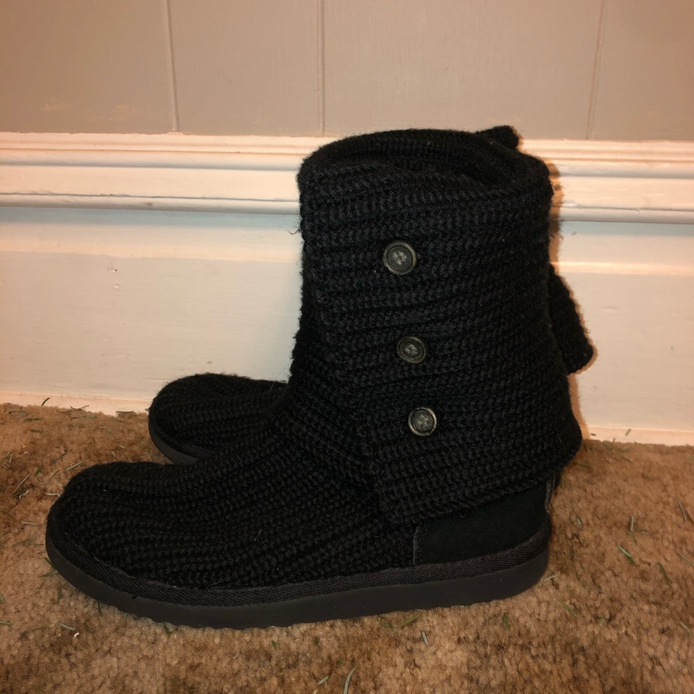 Tall Black cable knit UGG boots
